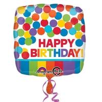 Anagram 18 Inch Square Foil Balloon - Primary Rainbow Happy Birthday