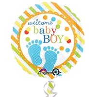 Anagram 18 Inch Circle Foil Balloon - Baby Feet Boy