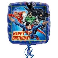 anagram 18 inch square foil balloon justice league happy birthday