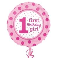 Anagram 18 Inch Circle Foil Balloon - 1st Birthday Girl