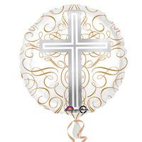 Anagram 18 Inch Circle Foil Balloon - Elegant Cross