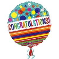 Anagram 18 Inch Circle Foil Balloon - Congratulations Sparkle