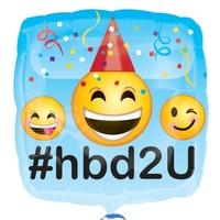 Anagram 18 Inch Square Foil Balloon - Emoji Happy Birthday