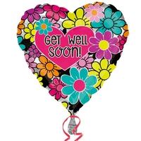 Anagram 18 Inch Circle Foil Balloon - Graphic Floral Get Well