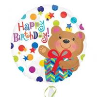 Anagram 18 Inch Circle Foil Balloon - Happy Birthday Bear Gift