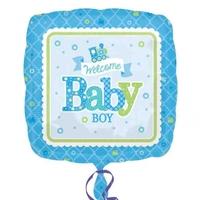 Anagram 18 Inch Square Foil Balloon - Welcome Baby Boy Train