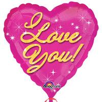 Anagram 18 Inch Foil Balloon - I Love You Pink Sparkles