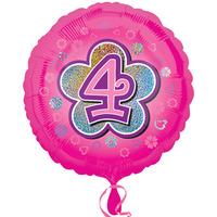 Anagram 18 Inch Circle Foil Balloon - Pink Flowers 4 Holo