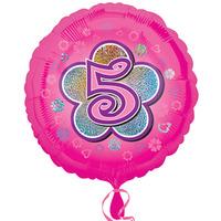 anagram 18 inch circle foil balloon pink flowers 5 holo