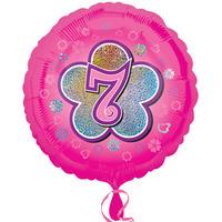 anagram 18 inch circle foil balloon pink flowers 7 holo