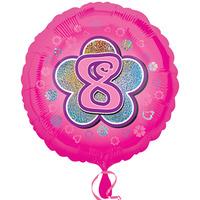 Anagram 18 Inch Circle Foil Balloon - Pink Flowers 8 Holo