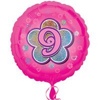 Anagram 18 Inch Circle Foil Balloon - Pink Flowers 9 Holo