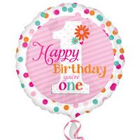 anagram 18 inch circle foil balloon happy birthday youre one girl