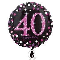 anagram 18 inch circle foil balloon pink celebration 40