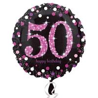 anagram 18 inch circle foil balloon pink celebration 50