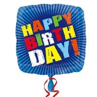 Anagram 18 Inch Square Foil Balloon - Happy Birthday Bursts