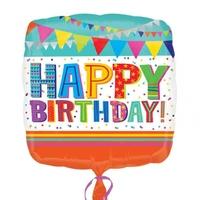 Anagram 18 Inch Square Foil Balloon - Bright & Bold Happy Birthday