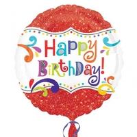 Anagram 18 Inch Circle Foil Balloon - Happy Birthday Sparkle