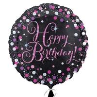 Anagram 18 Inch Circle Foil Balloon - Pink Celebration Happy Birthday