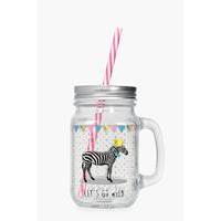animals mason jar with straw pink