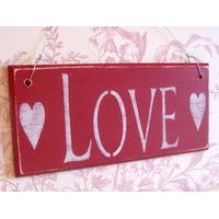 Antique Style Red \'Love\' Plaque