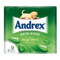 andrex toilet rolls 2 ply 160 sheets aloe vera rippled 1 x pack of 9