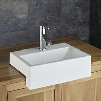 Anadia 42.5cm x 32cm Countertop Semi Recessed Rectangular Inset Bathroom Basin Sink