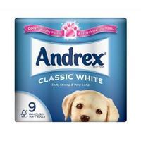 Andrex Toilet Rolls 2-Ply 240 Sheets Classic White 1 x Pack of 9 Rolls