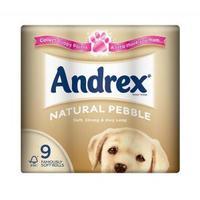 Andrex Toilet Rolls 2-Ply 240 Sheets Natural Pebble 1 x Pack of 9