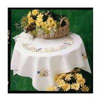 Anchor Fleur De Lis Spring Garland Traced Tablecloth Embroidery Kit