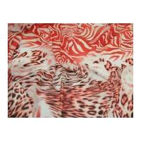 Animal Print Patterned Chiffon Dress Fabric Red & White