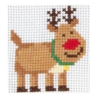 Anchor 1st Cross Stitch Kit For Children & Beginners Rudolph 10cm