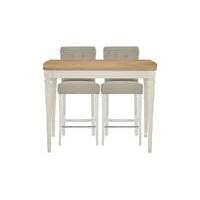 annecy bar table with 2 leather roll back bar stools