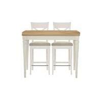 annecy bar table with 2 fabric cross back bar stools