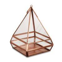 antique copper effect octagonal glass brass tealight lantern