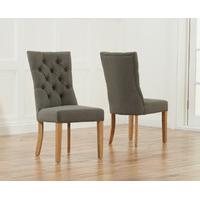 Anais Grey Fabric Oak Leg Dining Chairs (Pair)