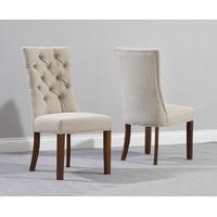 Anais Beige Fabric Dark Oak Leg Dining Chairs (Pair)