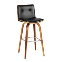 Annabelle Bar Stool In Black Leather Effect With Walnut Frame