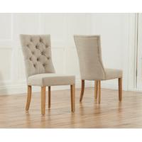 Anais Beige Fabric Oak Leg Dining Chairs (Pair)
