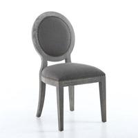 Anabel Dining Chair In Grey Linen With Wooden Legs