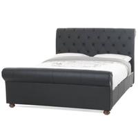 andriana double bed chesterfield style faux black leather