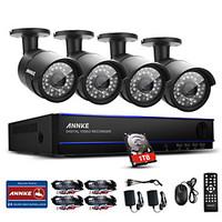 ANNKE 8CH 1080P 4PCS HD Video PoE IP Network CCTV AHD DVR Waterproof Camera Home Surveillance Security System IR Day Night Vision 1TB