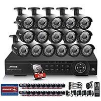 Annke 16CH 2MP 1080P HDMI DVR 2TB HDD Outdoor Home Video Security Camera System