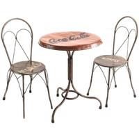 Ancient Mariner Vintage Metal Round Bistro Table with 2 Bistro Chairs