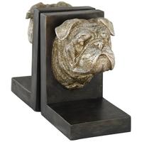 Antique Gold Bulldog Bookend (Pair) (Set of 3)