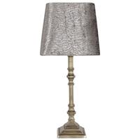 Antique Brass Small Candlestick Table Lamp with 8inch Taupe Crocodile Velvet Shade