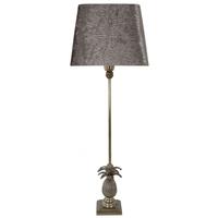 Antique Brass Pineapple Table Lamp with A 10inch Grey Linen Shade