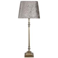 antique brass tall candlestick table lamp with 10inch taupe crocodile  ...