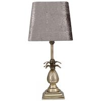 Antique Brass Small Pineapple Table Lamp with 8inch Taupe Snakeskin Shade
