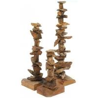 anteak root candle holder set of 3